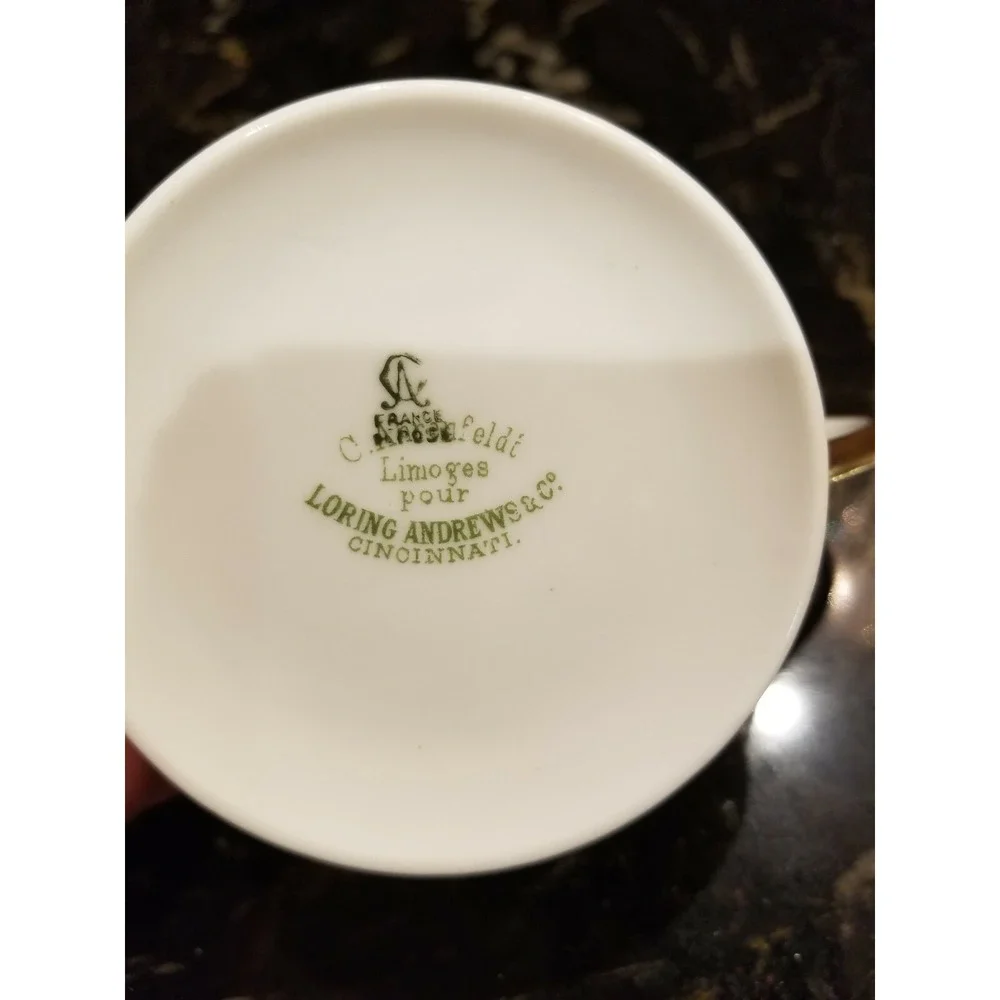 Antique C. AHRENFELDT Limoges Demitase Cup & Saucer Fine Porcelain